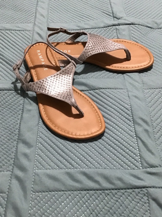 Rampage Shoes - Rampage Silver Rhinestone T-Strap Sandals for Women